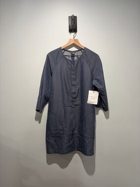 Vince Blue Denim Shift Dress with Front Zip L